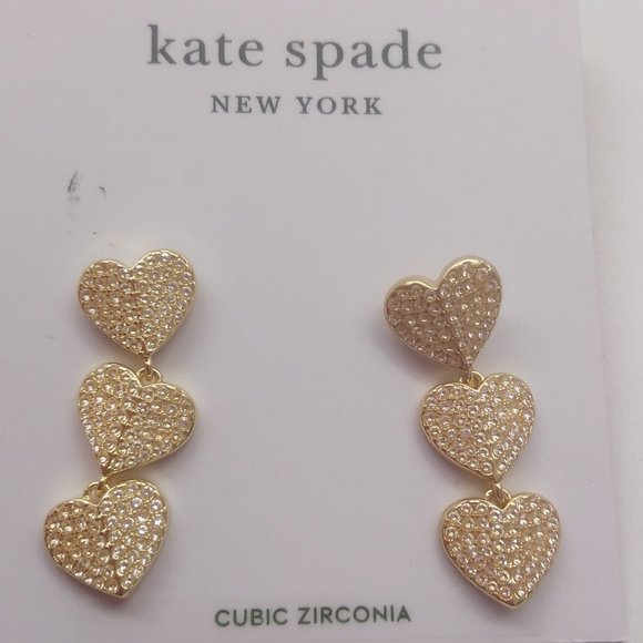 Kate Spade New 3 Hearts Cubic Zirconia Earrings